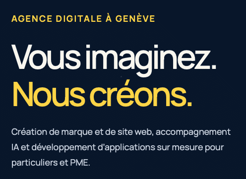 Création de marque et de site web, accompagnement IA et développement d’applications sur mesure pour particuliers et PME.